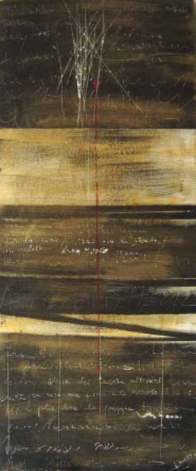 Immagine - Rif. Opere di Claudia Liuzzi - COD. 18 - UNA SCALA VERSO IL CIELO - H cm 70 x 30 - Tecnica mista su legno