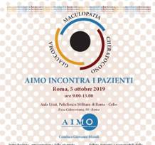 Immagine > parte di Locandina: 'AIMO INCONTRA I PAZIENTI' / Roma, 5 Ottobre 2019 / Aula Lisai, Policlinico Militare di Roma - Celio || A.I.M.O. Associazione Italiana Medici Oculistici || A.I.CHE. Associazione Italiana CHEratonici