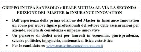 Immagine - Estratto cs «GRUPPO INTESA SANPAOLO e REALE MUTUA: AL VIA LA SECONDA EDIZIONE DEL MASTER in INSURANCE INNOVATION» // Rif.: Intesa Sanpaolo - Media and Associations Relations - 15 Marzo 2021